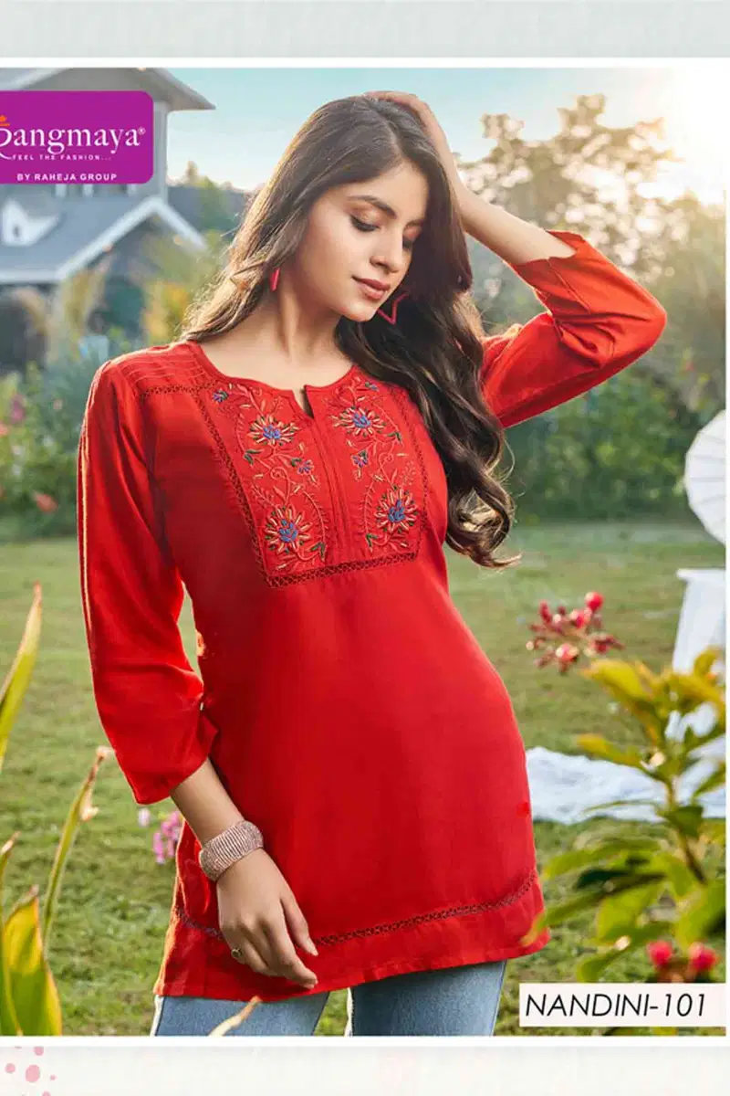 Nandini By Rangmaya Rayon Wholesale Tunic Ladies Top Suppliers In Mumbai